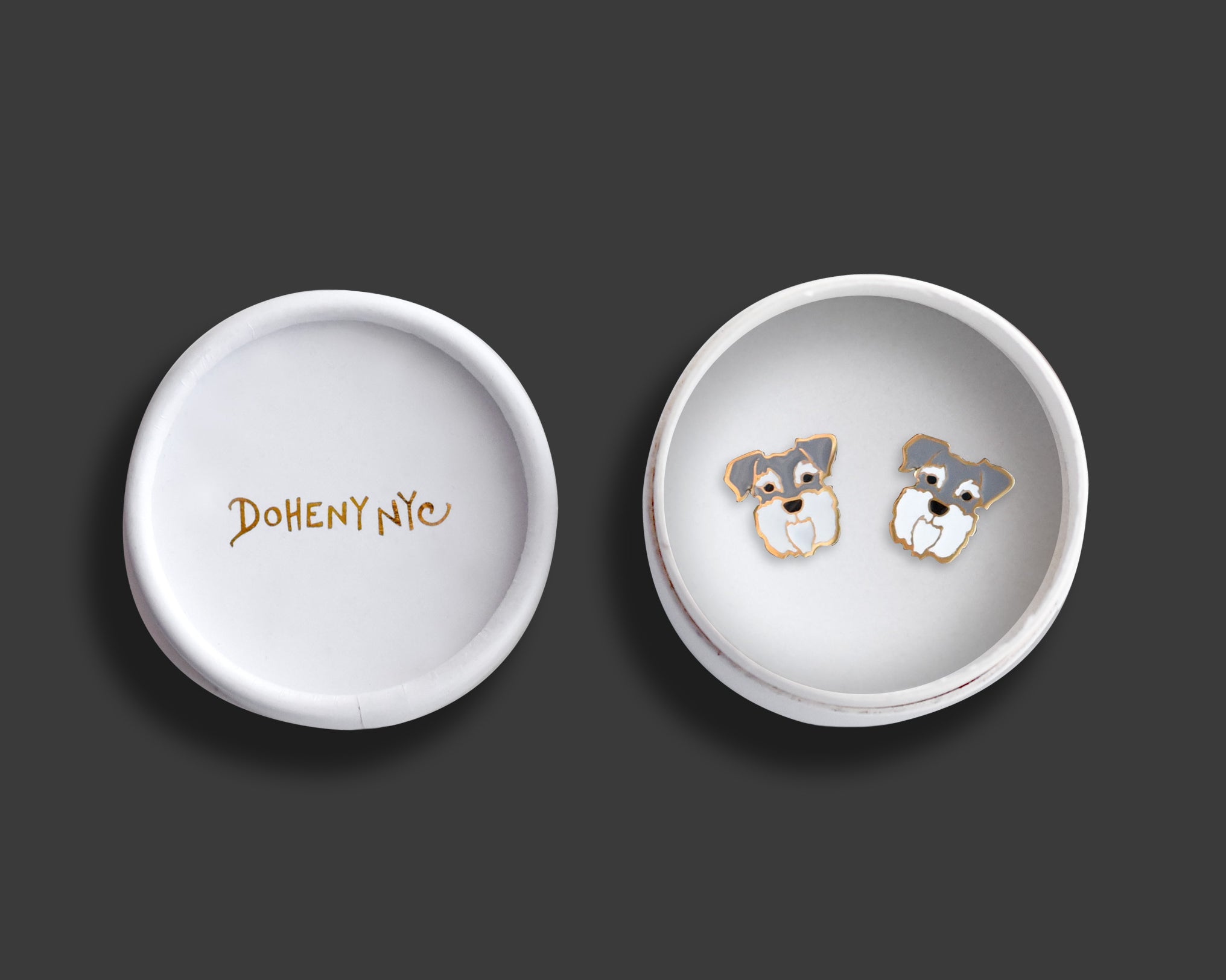 Schnauzer - Gray and White Earrings