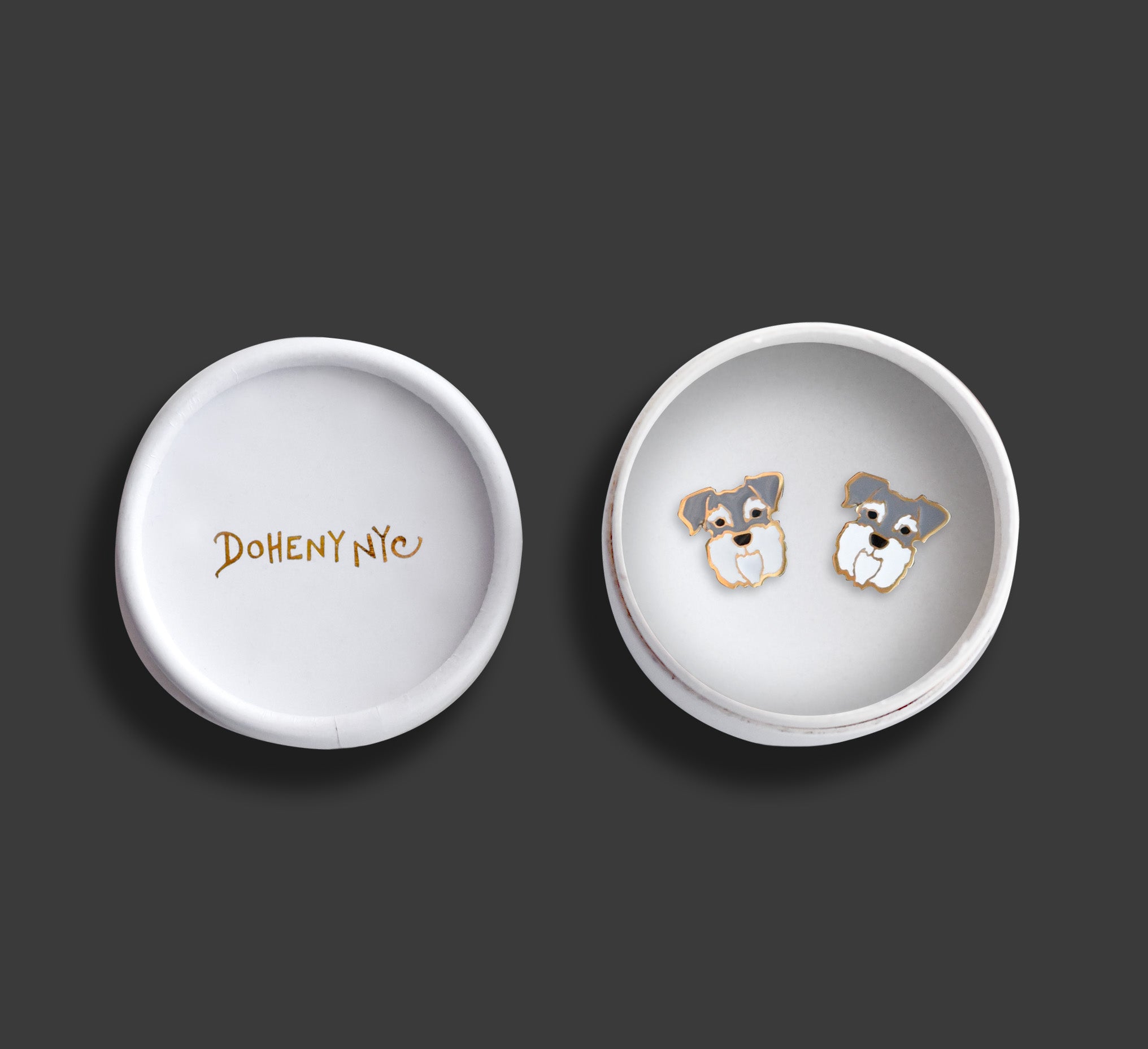 Schnauzer - Gray and White Earrings