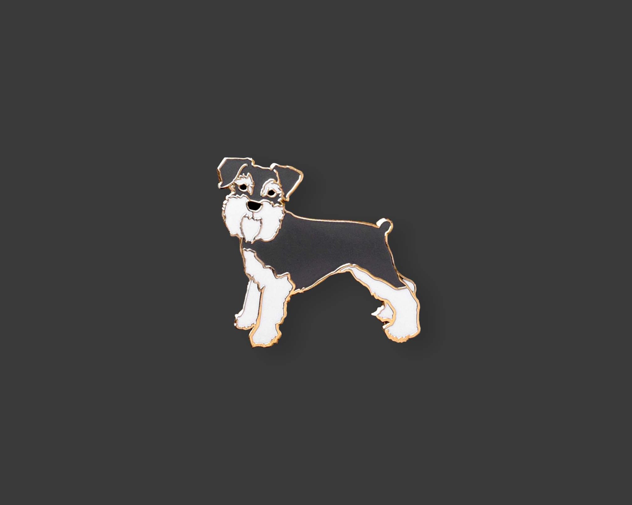 Schnauzer Pin - Gray, White