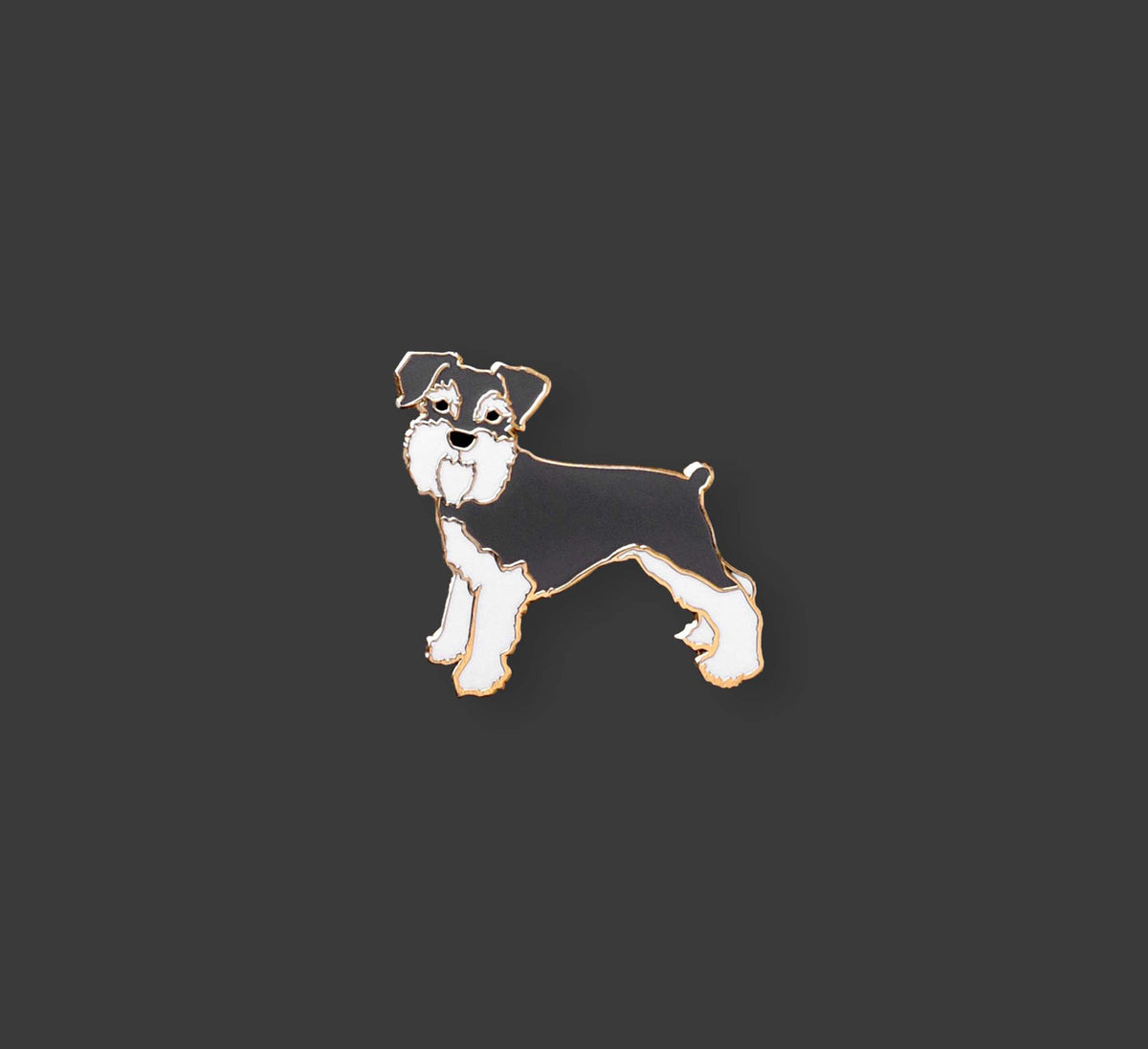 Schnauzer Pin - Gray, White